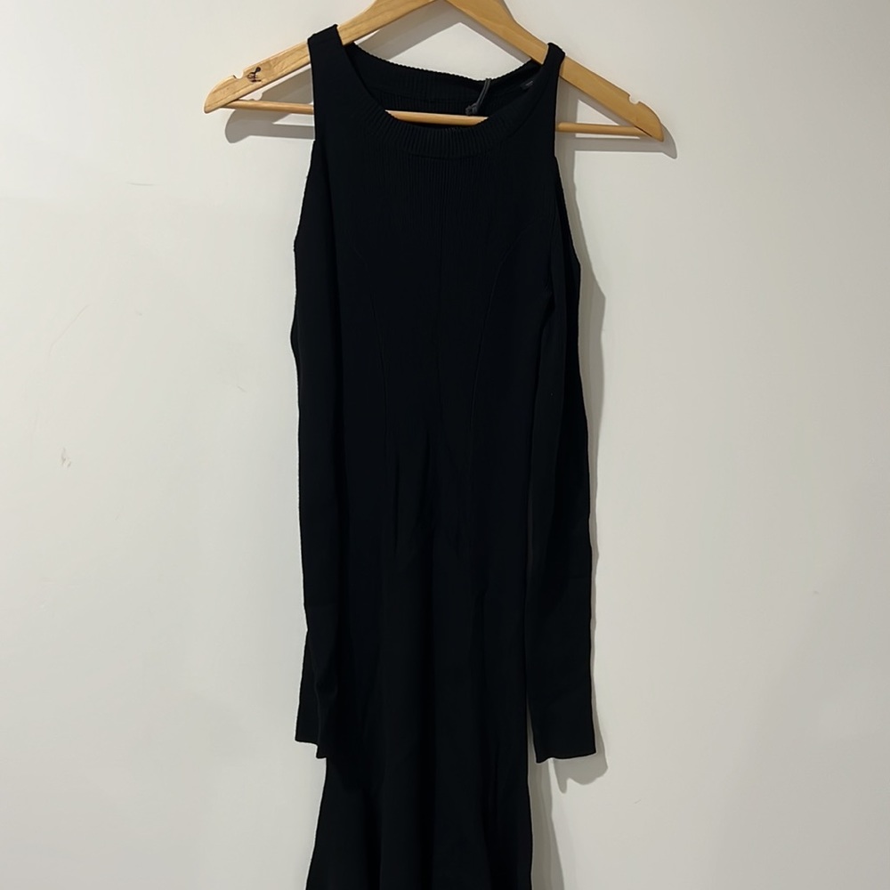 NEW • AllSaints • Yasmine Knit Open Shoulder MIDI Dress Black Medium Womens - Picture 6 of 7